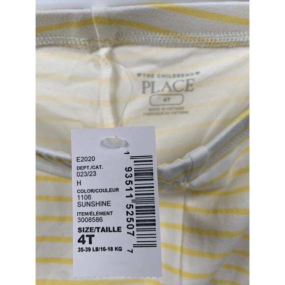 The Children's Place Girls 4T Soft Pants Legging Sunshine Yellow/White Stripped - Picture 4 of 5